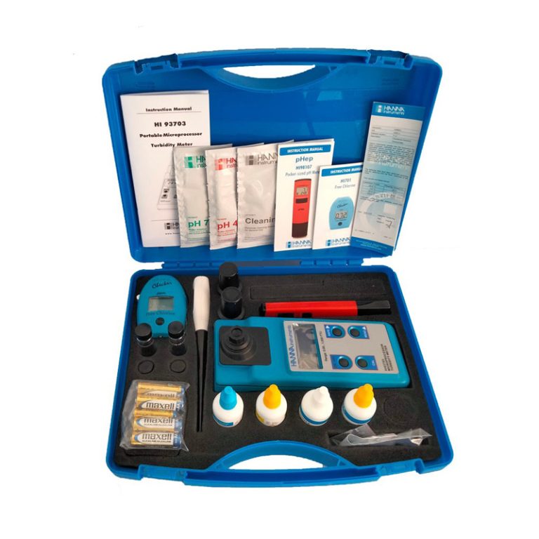 Maletín Turbidez, Cloro Libre, pH y Tº HI93703+ HI701 + HI98107 + HI98501